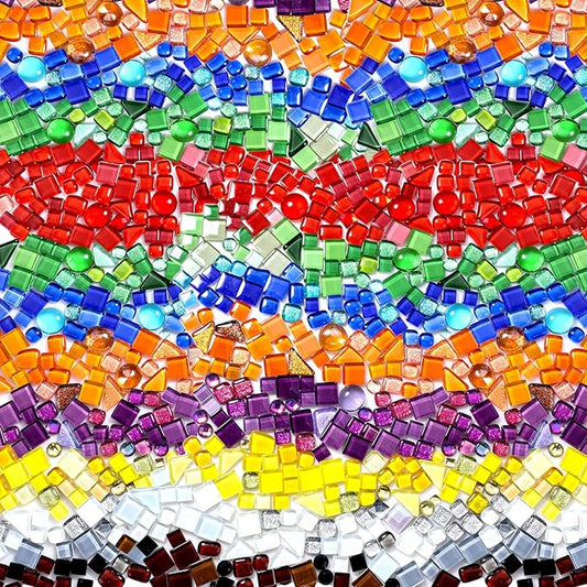 1000 Pcs Colorful Irregular Crystal Mosaic Tiles, 2.2lb Tiny Mosaic Tile DIY Hobbies Children Handmade Crystal Craft for Craft Bathroom Kitchen Home Decoration DIY Art Projects