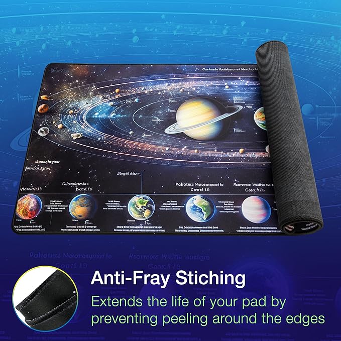 GUNMJO Astronaut Extended Gaming Mouse Pad, Ultra-Smooth Surface for Pixel-Precise Mouse Control, Durable Anti-Fray Stitching, Non-Slip Rubber Base, for Gamer, Office & Home, Light & Portable