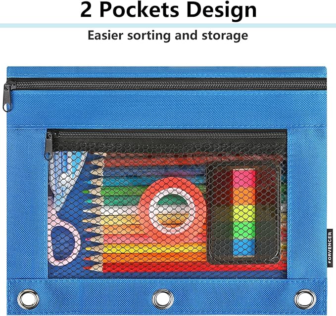 Forvencer Adorable Zipper Pencil Pouch, Cute Zipper Pouch for 3-ring Binders, Sturdy Binder Pouch with Smooth Zippers, Perfect for Students & Back to School, Portable Pencil Bag, Yellow