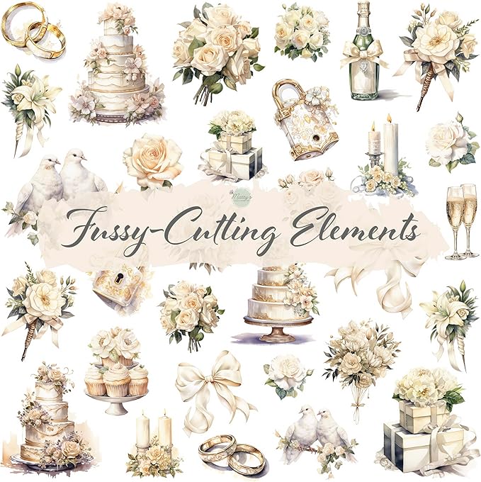 Matty's Crafting Joy Wedding Florals, Double Sided Scrapbook Paper 12x12, Patterned Cardstock 12x12, 24 Sheet Floral Scrapbook Paper Pad, Wedding Scrapbooking Supplies