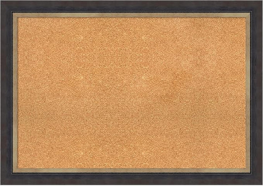 Amanti Art Natural Cork Board for Wall, 29x41 Vision Board with Black Wood Frame, Large Corkboard Office Decor for Home Organization, Casual Corkboard Pinboard to display items for home organization