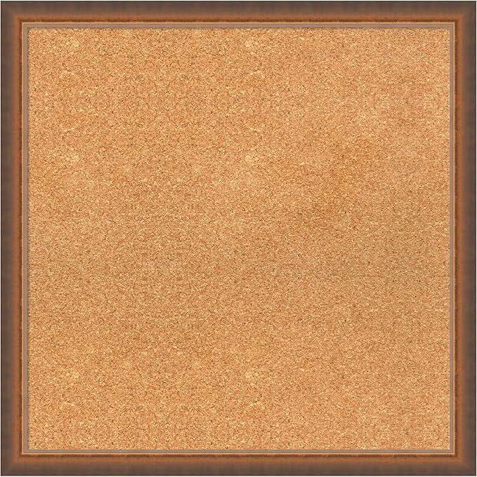 Amanti Art Natural Cork Board for Wall, 24x24 Vision Board with Bronze Frame, Medium Corkboard Office Decor for Home Organization, Modern Corkboard Pinboard to Display Items for Home Organization in