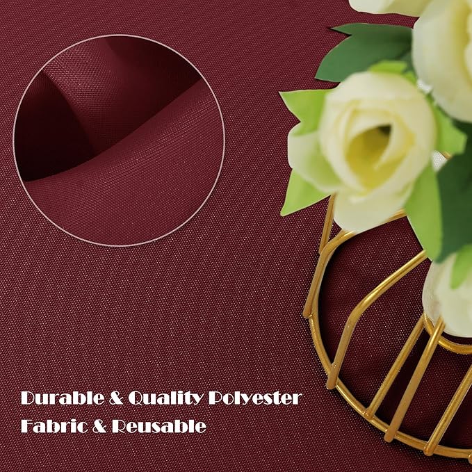 sancua Rectangle Tablecloth - 70 x 70 Inch - Stain and Wrinkle Resistant Washable Polyester Table Cloth, Decorative Fabric Table Cover for Dining Tables, Buffet Parties and Camping, Burgundy