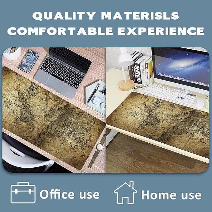 Large Mouse Pad Retro Map Extended Gaming Mouse Pad Non-Slip Desk Mat with Stitched Edge Laptop Computer Keyboard Mousepad for Office Home 35.4" x 15.7"
