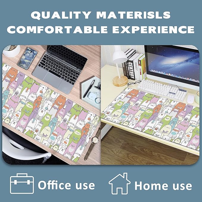 Extended Gaming Mouse Pad Colorful Cats Large Mousepad with Stitched Edges,Anti-Slip Rubber Base Keyboard Mouse Mat Desk Pad for Gaming Home Office 35.4 x 15.7 inches