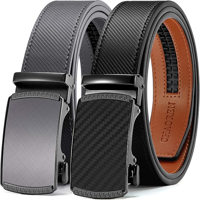 CHAOREN Leather Ratchet Belt Men 2 Pack - Customizable Fit, Effortless Style (35mm)