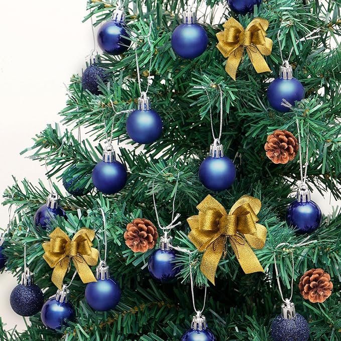 30ct Christmas Ball Ornaments, 3.15" Shatterproof Halloween Tree Decorations, Perfect Hanging Ball for Indoor/Outdoor Holiday Party Decor (Dark Blue)