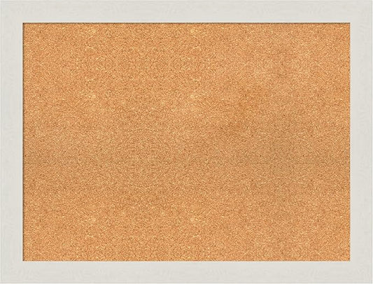 Amanti Art Natural Cork Board for Wall, 25x33 Vision Board with White Frame, Large Corkboard Office Decor for Home Organization, Country Rustic Corkboard Pinboard to Display Items for Home