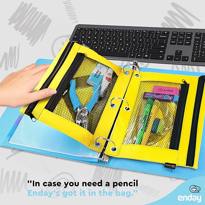 Enday Green Pencil Pouch For 3 Ring Binder, Zippered Binder Pencil Pouches, 3 Ring Pencil Pouch for Binder, Pencil Case for Binder, Large Pencil Bags for School, Home, and Office