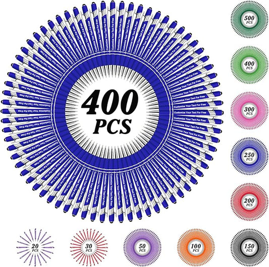 Max 500 Pcs Personalized Pens Bulk, Custom Pens with Free Engraving, Customized Stylus Tip Ballpoint Pen with Your Name Massage Text for School Office Business Graduation Anniversaries-400 Packs