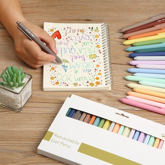 Mr. Pen- Retractable Gel Pens for Journaling, 22 Pack, Pastel, Morandi and Vintage Color Inks, Fast Dry, Colorful & Soft grip Barrels, Smooth Writing, 0.7mm Fine Point Aesthetic Pens