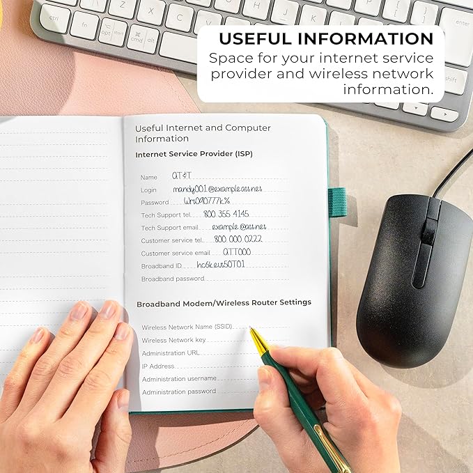 Clever Fox Password Book with alphabetical tabs. Internet Address Organizer Logbook. Medium Password Keeper for Website Logins (Aquamarine)