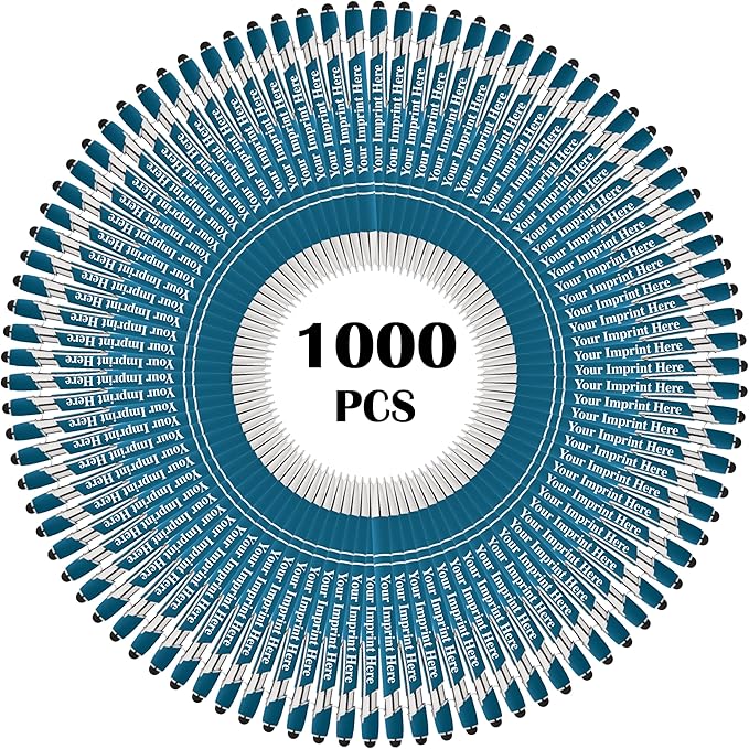 Up to 500 Pcs Custom Pens Bulk | Rainbow of Colors | Soft-Touch Metal Black Ink Personalized with Name or Message (Light Blue, 1000 pcs)