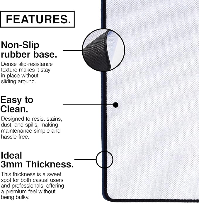 MPCO. OZGMX Large Gaming Desk Pad - 36" x 17" Duraglyde Fabric Royal Bengal White Desk Mats - Non-Slip, Washable, Smooth Glide for Precision Gaming & Work