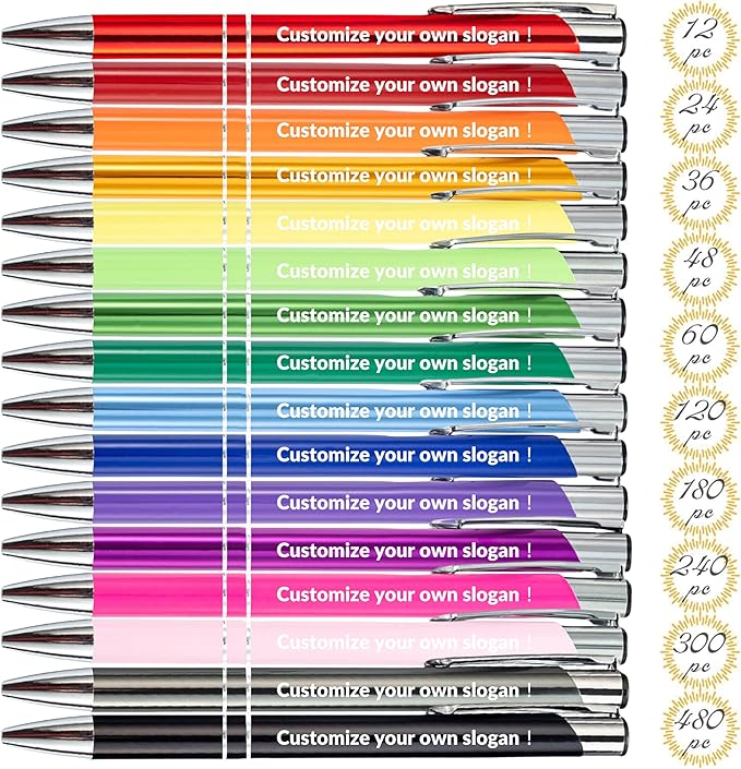 Personalized Custom Pens Up to 480pc with Stylus Tip, Multi-coloured Pens for Business Writing, Office Gifts