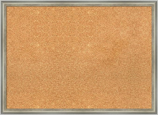 Amanti Art Natural Cork Board for Wall, 22x30 Vision Board with Silver Wood Frame, Medium Corkboard Office Decor for Home Organization, Casual Corkboard Pinboard to display items for home organization