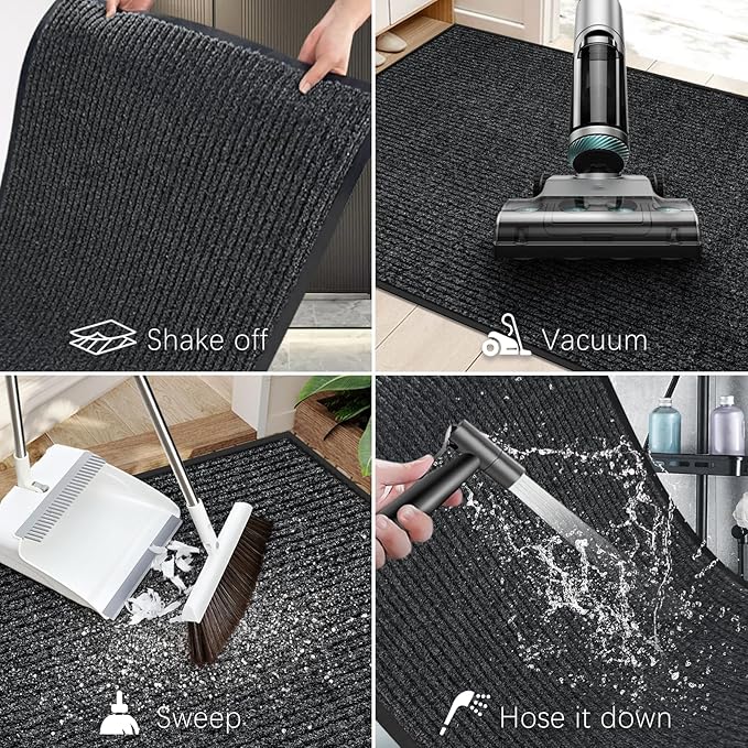 Vicwe Indoor Outdoor Door Mat, 2'x6' Heavy Duty Front Door Mat, Non-Slip Washable Doormats Entrance Mats, Dirt Resistant and Absorbent Doormat, Commercial Outdoor Entrance Floor Mat for Home Office