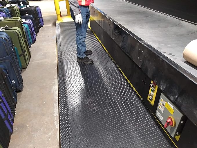 Rhino Mats, American Classic Diamond Anti-Fatigue Mats, Industrial Ergonomic Comfort Standing Mat for Work, Home, Garage, Office, Kitchen or Anywhere (Black 9/16" Thick, 4 FT. x 25 FT.)