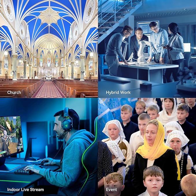 Tenveo NDI PTZ Camera 4K AI Auto-Tracking 12X Optical Zoom USB3.0 LAN PoE HDMI Wide Angle Lens IP Live Streaming Camera for Church Worship Video Conference Broadcast Events YouTube OBS vMix