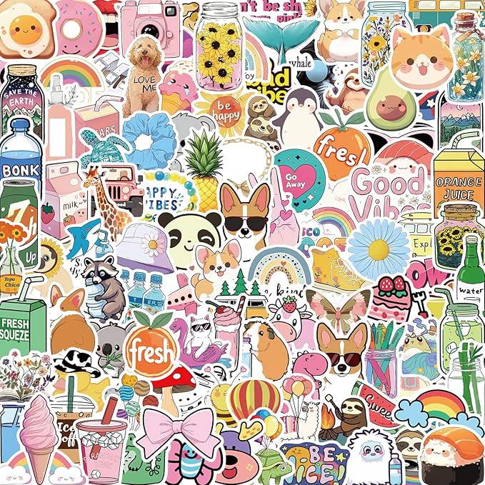 120Pcs Water Bottle Stickers for Kids, Cute Sticker Waterproof Aesthetic Vinyl Laptop Sticker for Kid Teens Girls Adults Students
