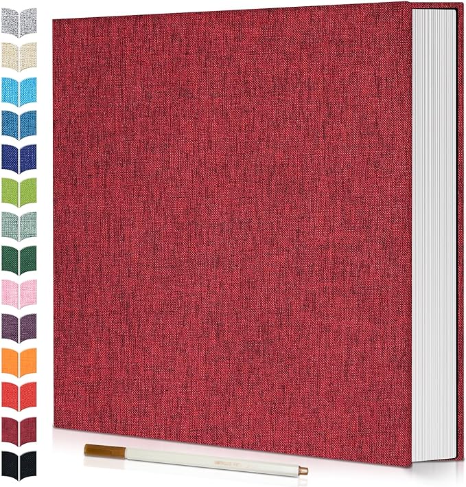 Photo Album Self Adhesive Scrapbook,Large Photo Book for 4x6,5x7,8x10 Pictures,DIY Album for Baby Wedding Family Travel Birthday,with Metallic Pen and Scraper