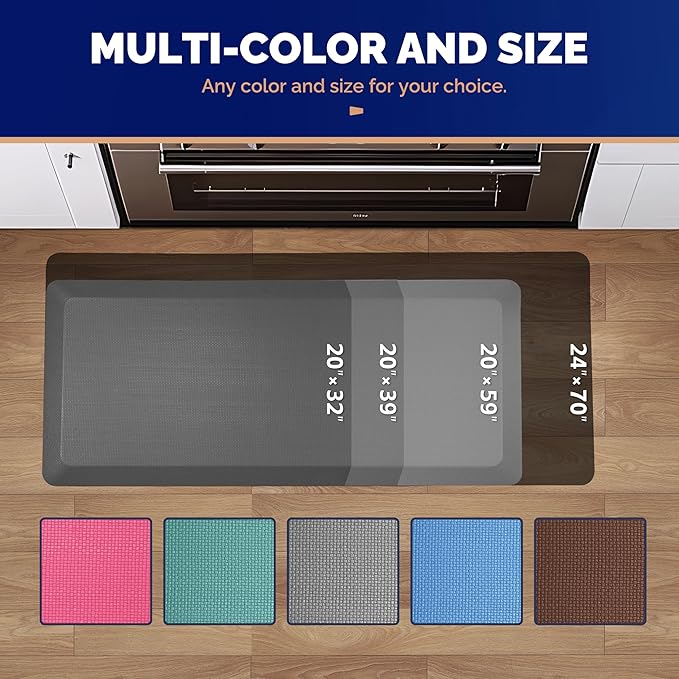 FEATOL Anti Fatigue Mat Floor Mat, Extra Thick Standing Office Desk Mat Memory Foam Cushioned Anti Fatigue Ergonomic Kitchen Mats Comfort Standing Pad NOT PVC 9/10 Inch Thick (20" x 32", Gray)