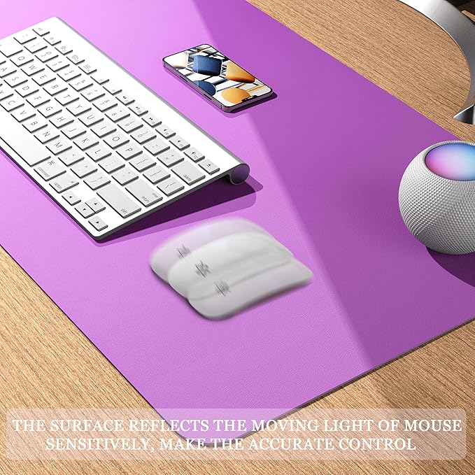 YSAGi Non-Slip Leather Desk Pad, Waterproof Laptop Computer Desk Keyboard Mat, Table Protector Blotter Mat, Large Mouse Pad for Office/Work/Home/Decor(Purple, 23.6" x 13.7")