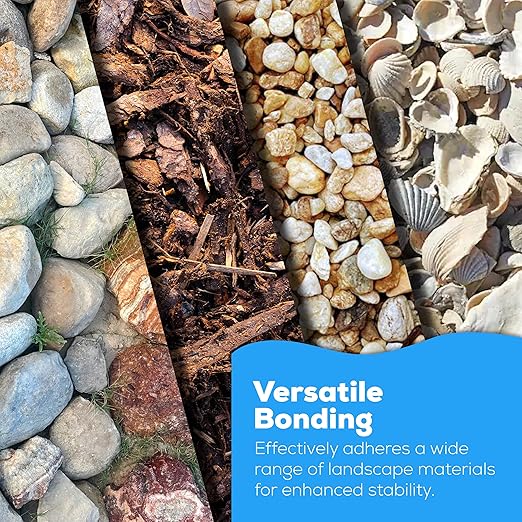 Superclear TerraLock Mulch Glue for Landscaping, 1 Gallon Rock Glue. Easy Spray, Easy Hold. Perfect for Mulch, Pea Gravel Large & Small, Rock, Straw and Stone, Pega para Piedras de Jardin