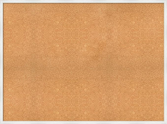 Amanti Art Natural Cork Board for Wall, 35x47 Vision Board with White Frame, Oversize Corkboard Office Decor for Home Organization, Country Rustic Corkboard Pinboard to Display Items for Home