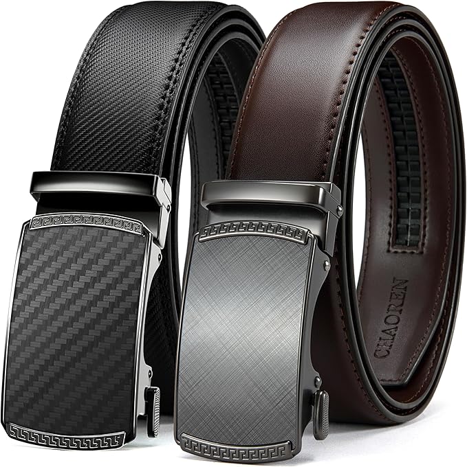 CHAOREN Leather Ratchet Belt Men 2 Pack - Customizable Fit, Effortless Style (35mm)
