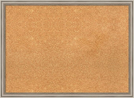 Amanti Art Natural Cork Board for Wall, 22x30 Vision Board with Silver Wood Frame, Medium Corkboard Office Decor for Home Organization, Casual Corkboard Pinboard to display items for home organization