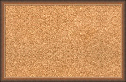 Amanti Art Natural Cork Board for Wall, 22x34 Vision Board with Bronze Frame, Large Corkboard Office Decor for Home Organization, Modern Corkboard Pinboard to Display Items for Home Organization in