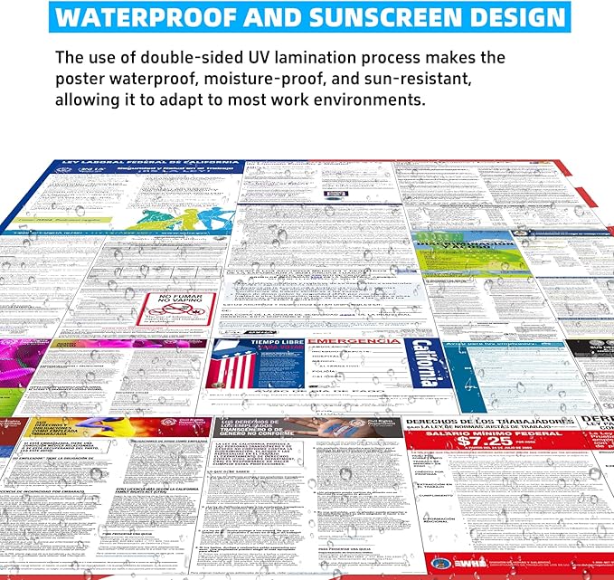 2026 Florida State and Federal Labor Laws Poster - English & Spanish Combo - OSHA Workplace Compliant - UV Waterproof Laminated 24" x 36" - Mandatory Regulations Posting for Employees