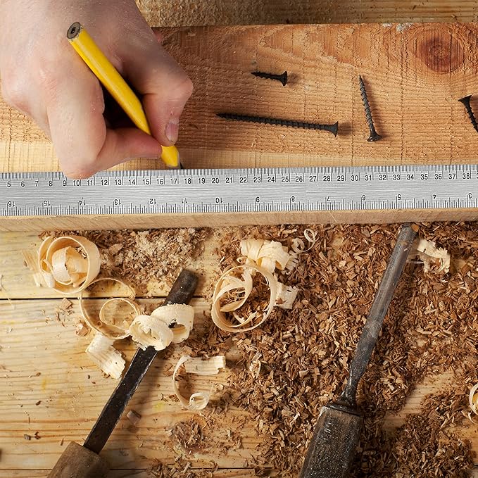 Metal Ruler 6 Inch:[2 Pieces 6 Inch] Non-Slip Cork Backing Rulers with Inch and Centimeters Prevent Ink Leakage:for School Office Drawing Engineering