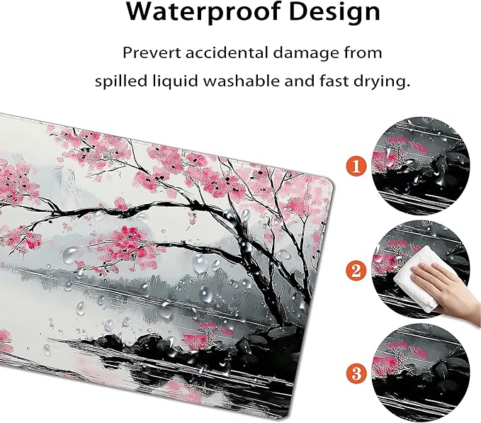 31.5”x11.8”Large Gaming Mouse Pad for Desk, Mouse Mat with Seamed Edges, Waterproof Desk Pad, Non-Slip Rubber Base, Keyboard Pad Computer Mat, Big XL Mousepad-japannese Landscape Painting