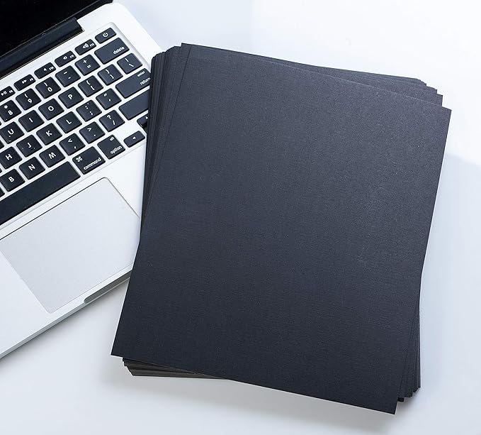 BNC Letter Size Linen Texture Paper Presentation Covers Black Color, Pack of 100
