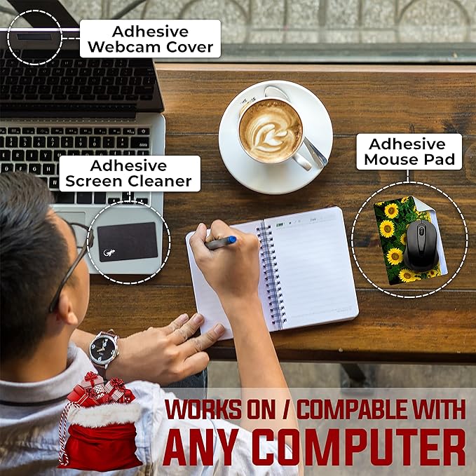 Adhesive Mouse Pad - Peel and Sticks to Any Surface - Travel Mouse Pad, Sticky for Any Surface - Excellent Tracking - Sunflowers