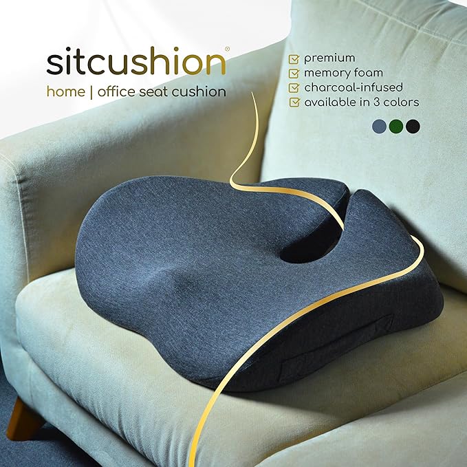 X Large Seat Cushions for Office Chairs, Car & Truck. Ergonomic Gaming Chair Seat Cushion and Sciatica Pain Relief Pillow for Back Pain. Orthopedic Coccyx Cushion for Tailbone Pain Relief (Green)