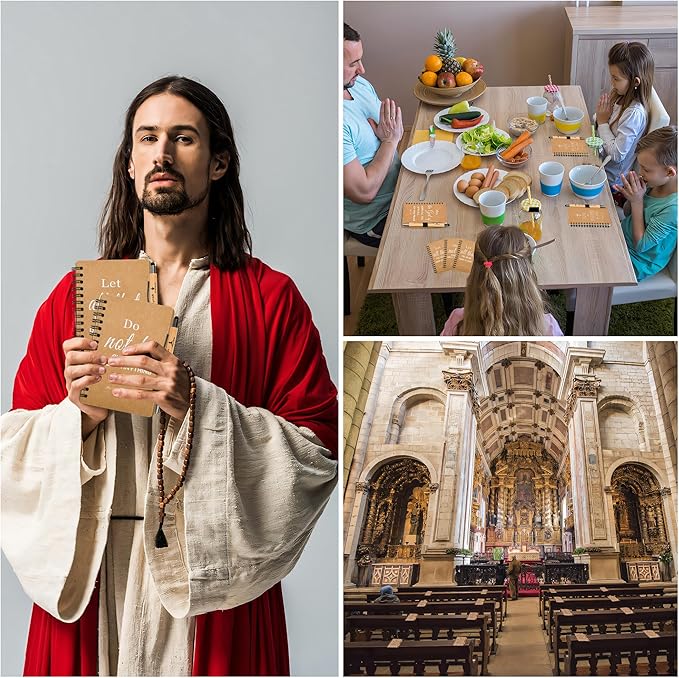 Christian Prayer Journal Spiral Notebooks Bulk with Pens - Small Notepads (4.13”x5.43”) - inspirational Gifts for Women men,Church Members & Bible Study Groups (30 sets Brown)