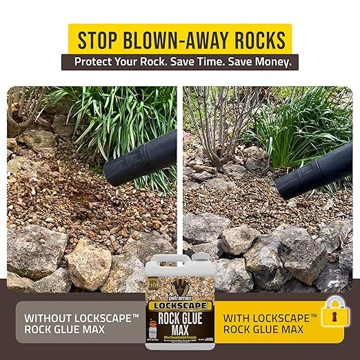 Lockscape Sticky Rock or Sticky Mulch Glue for Landscaping with Sprayer 1 Gallon, Max Rock Glue for Landscape & PetraTools HD101 Bundle, Lockdown Gravel or Mulch for Landscaping Hold (Stone Max)