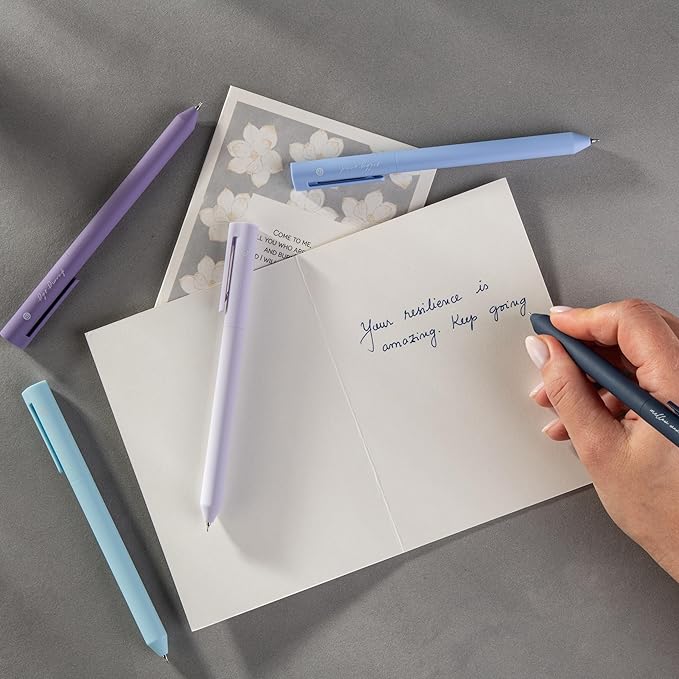 DIVERSEBEE Gel Ink Pens Assorted Colors, 0.5 mm Fine Point, Bible Pens No Bleed Through with Cute Fine Tip, Bible Study Journaling Supplies Set, 5 Pack (Blue)