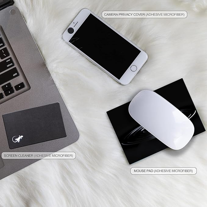 Mouse Pad Adhesive Bottom - Sticks to Any Surface - Portable - Webcam Covers and Screen Cleaner Included (Water Drop)