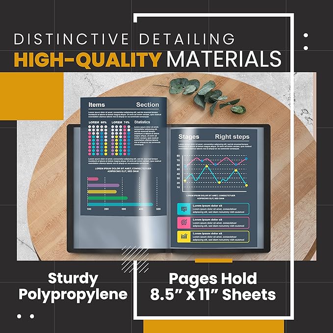 Better Office Products 12 Pocket Bound Presentation Book, Black, Clear View Front Cover, 24 Sheet Protector Pages, 8.5" x 11" Sheets, Art Portfolio, Durable Poly Covers, Letter Size (2 Pack)