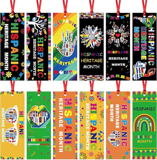 120 Pcs Hispanic Heritage Bookmarks – 12 Designs One-Sided Bookmarks for Hispanic Heritage Month Classroom Rewards Reading Gifts for Students Teachers Latino Decorations