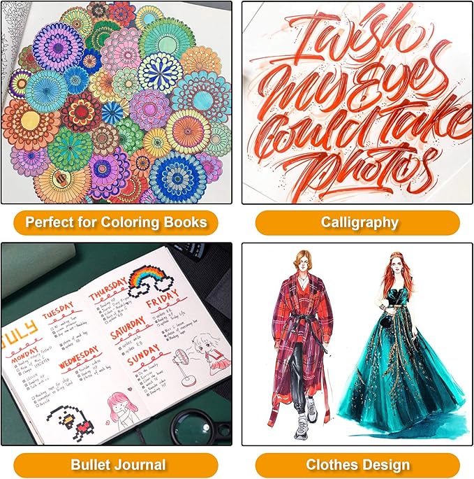 Lelix 120 Colors Dual Tips Brush Pens Art Markers with a Coloring Book, Brush and Fine Point Pens Fineliner for Adults Kids Coloring Books Calligraphy Journaling Lettering Drawing