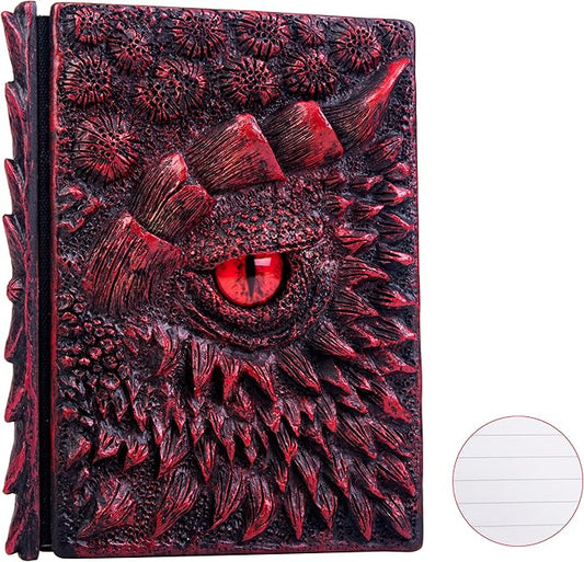 3D Dragon Eye Embossed Journal,Resin Engraving Notebook,Dnd notebook for Dragon Lovers ，Blank Paper,Hardcover Travel Notepad for Writing,Sketchbook,Collection,Gift,Decoration A4 and A5 Size (A5-Red-Lined)