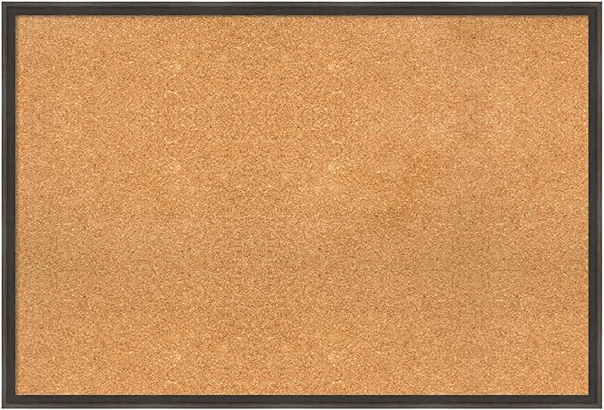 Amanti Art Natural Cork Board for Wall, 25x37 Vision Board with Brown Wood Frame, Large Corkboard Office Decor for Home Organization, Casual Corkboard Pinboard to display items for home organization