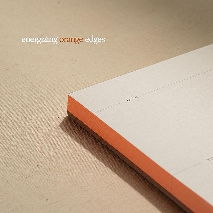 Daily and Weekly To-Do List Notepad – Desk Pad for Work and Study, Orange, 11.7x8.3 Inches