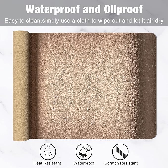 Hsurbtra Desk Pad, 30" x 14" PU Leather Desk Mat, XL Extended Mouse Pad, Waterproof Desktop Blotter Protector, Non-Slip Ultra Thin Large Laptop Keyboard Writing Mat for Office Home, Rose Gold