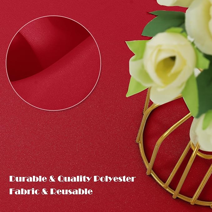 sancua Rectangle Tablecloth - 54 x 120 Inch - Water Resistant Spill Proof Washable Polyester Table Cloth, Decorative Fabric Table Cover for Dining Tables, Buffet Parties, Christmas Red